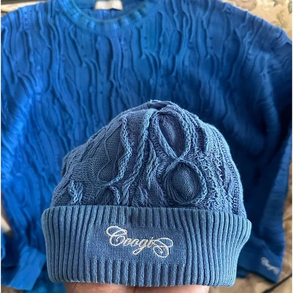 Authentic Coogi Australia Royal Blue Sweater and Skull cap set - Picture 5 of 8